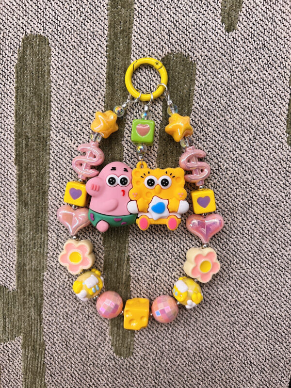 Handmade SpongeBob Phone Charm | Unique Cartoon Accessories | Durable Resin Keychain Gift