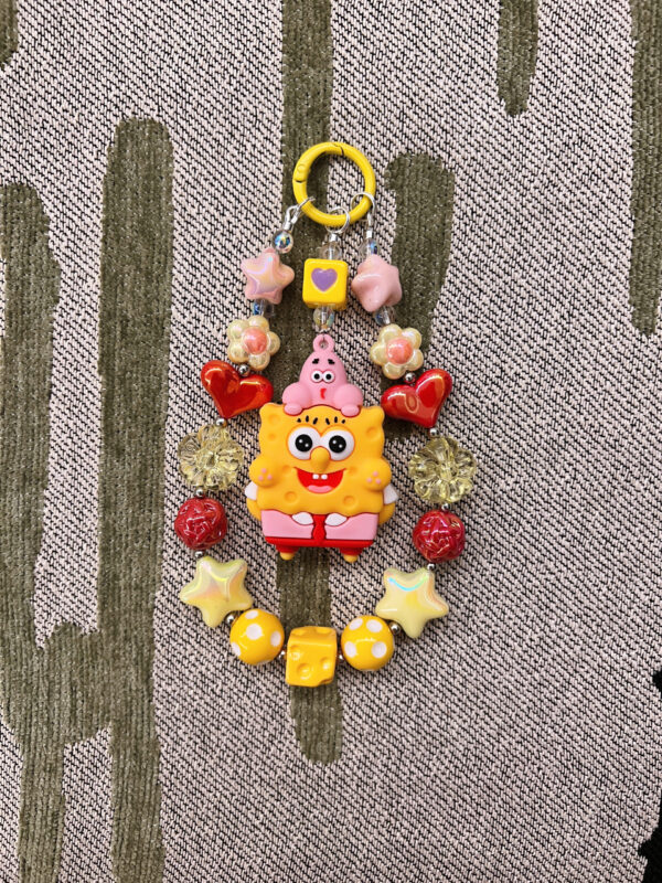 Handmade SpongeBob Phone Charm | Unique Cartoon Accessories | Durable Resin Keychain Gift