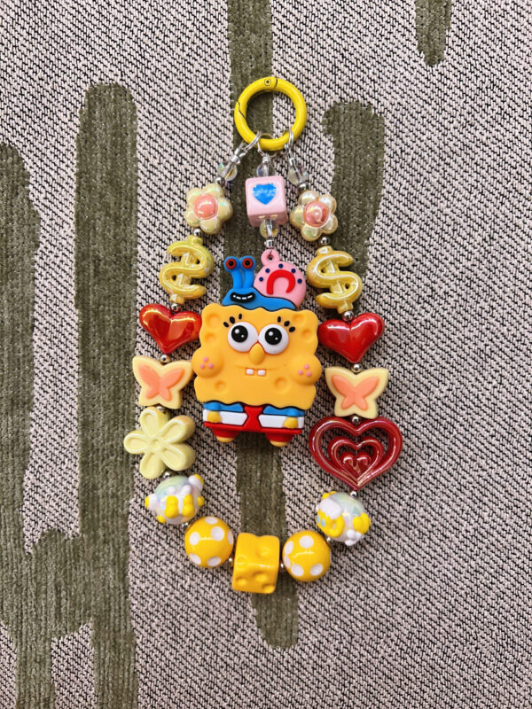 Handmade SpongeBob Phone Charm | Unique Cartoon Accessories | Durable Resin Keychain Gift