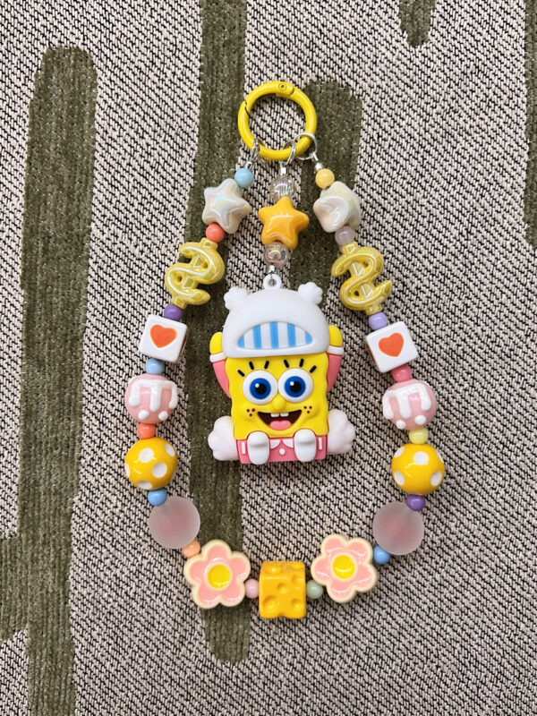 Handmade SpongeBob Phone Charm | Unique Cartoon Accessories | Durable Resin Keychain Gift