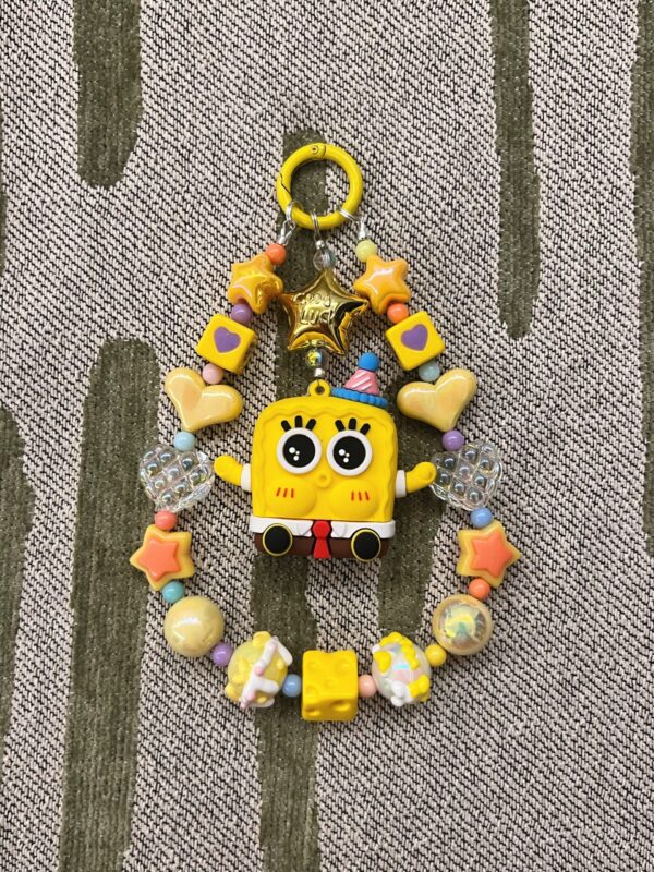 Handmade SpongeBob Phone Charm | Unique Cartoon Accessories | Durable Resin Keychain Gift