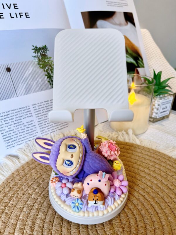 Labubu Handmade Stretchable Phone & Tablet Stand | Cursed Cuteness Resin Holder for Kawaii Collectors & Anime Fans