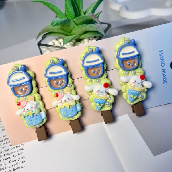 Handmade Buttercream Clay Hair Clips Set | Kawaii Resin Accessories for Girls Women (4pcs Gift Ready)