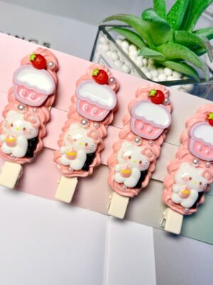 Handmade Buttercream Clay Hair Clips Set | Kawaii Resin Accessories for Girls Women (4pcs Gift Ready)