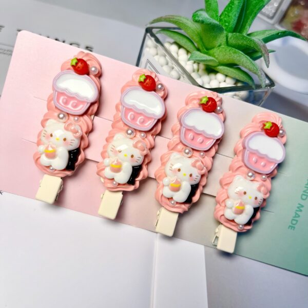 Handmade Buttercream Clay Hair Clips Set | Kawaii Resin Accessories for Girls Women (4pcs Gift Ready)