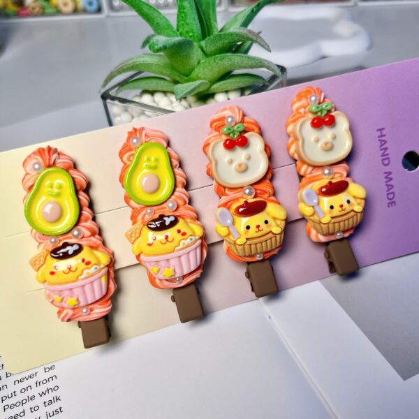 Handmade Buttercream Clay Hair Clips Set | Kawaii Resin Accessories for Girls Women (4pcs Gift Ready)