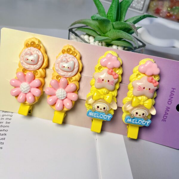 Handmade Buttercream Clay Hair Clips Set | Kawaii Resin Accessories for Girls Women (4pcs Gift Ready)