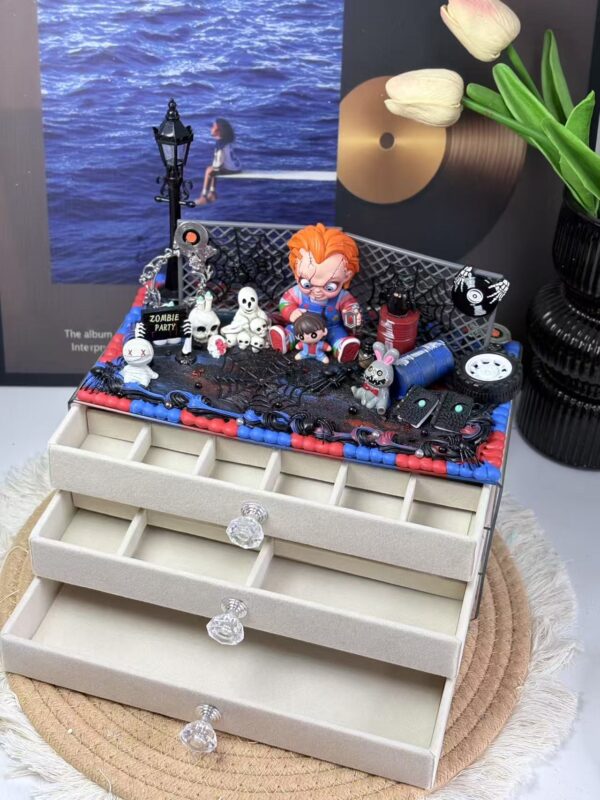 Chucky and Andy Handmade Decoden Three-Drawer Jewelry Box | Order Now Online