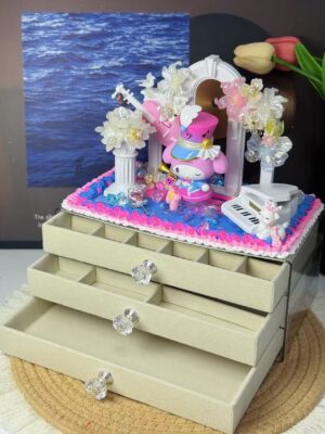 美乐蒂1 Handmade 3-Tier Jewelry Box – Mel Doll Wine Lady Design | Perfect Gift for Her
