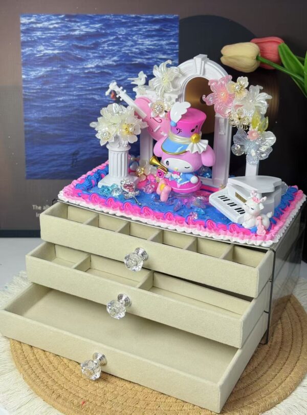 美乐蒂1 Handmade 3-Tier Jewelry Box – Mel Doll Wine Lady Design | Perfect Gift for Her